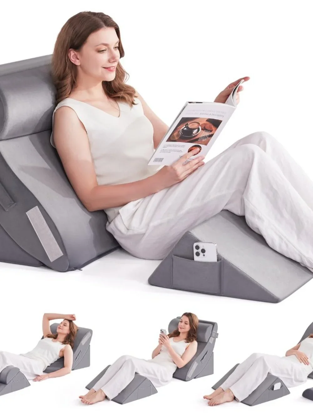 4pcs Orthopedic Bed Wedge Pillow Set for Sleeping - Wedge Pillows for After Surg